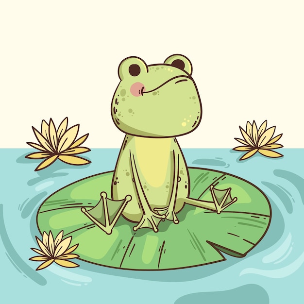 Premium Vector | Hand drawn adorable frog illustration