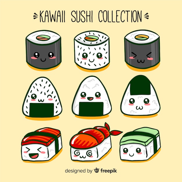 Free Vector Hand Drawn Adorable Sushi Collection