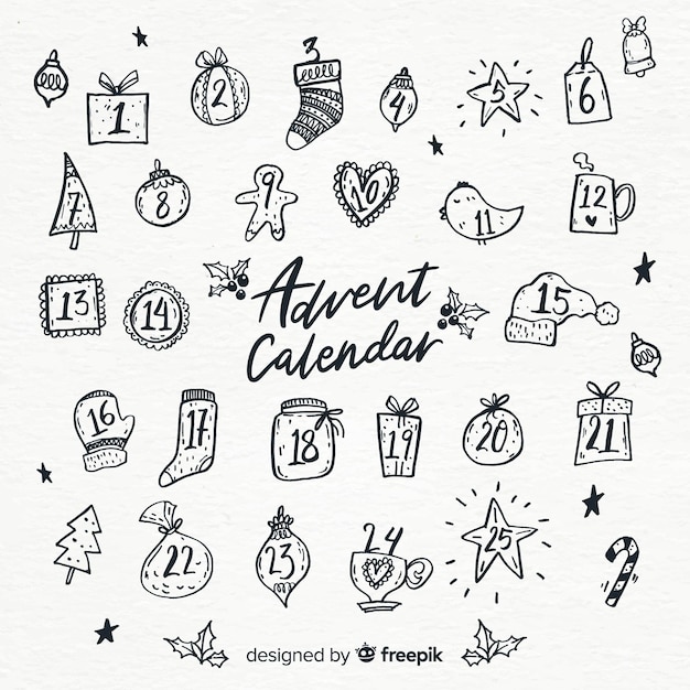 Free Vector Hand drawn advent calendar