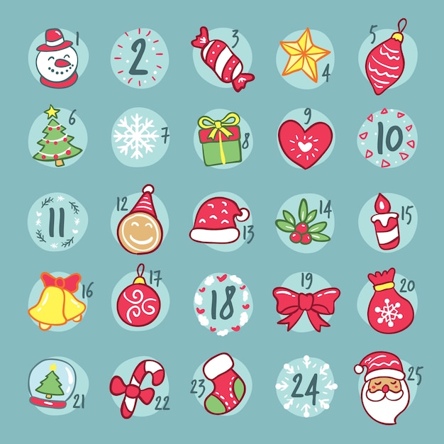 Free Vector Hand drawn advent calendar