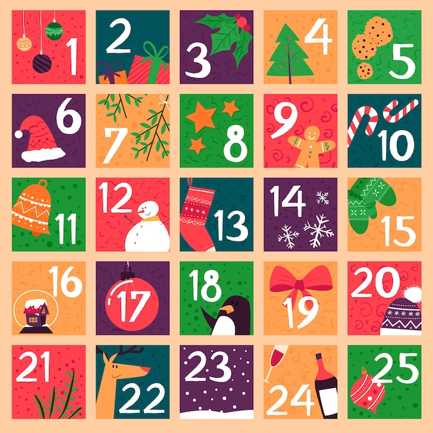 Free Vector | Hand drawn advent calendar