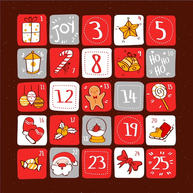 Free Vector Hand drawn advent calendar