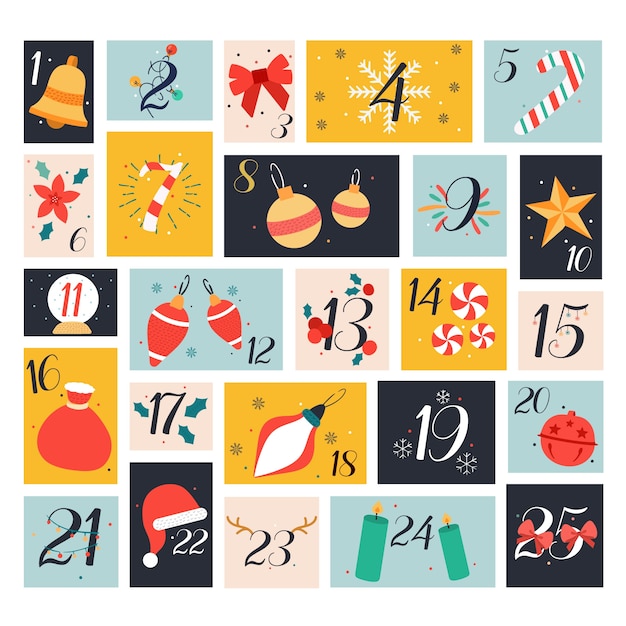 Free Vector | Hand drawn advent calendar