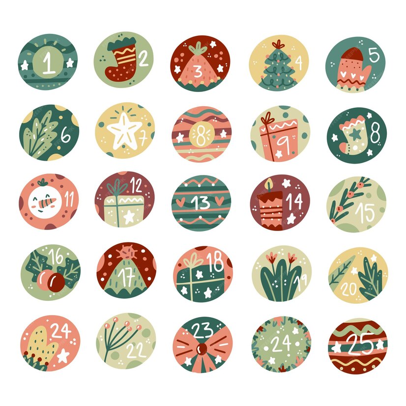 Free Vector Hand drawn advent calendar