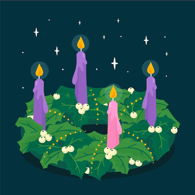 Free Vector Hand drawn advent wreath concept