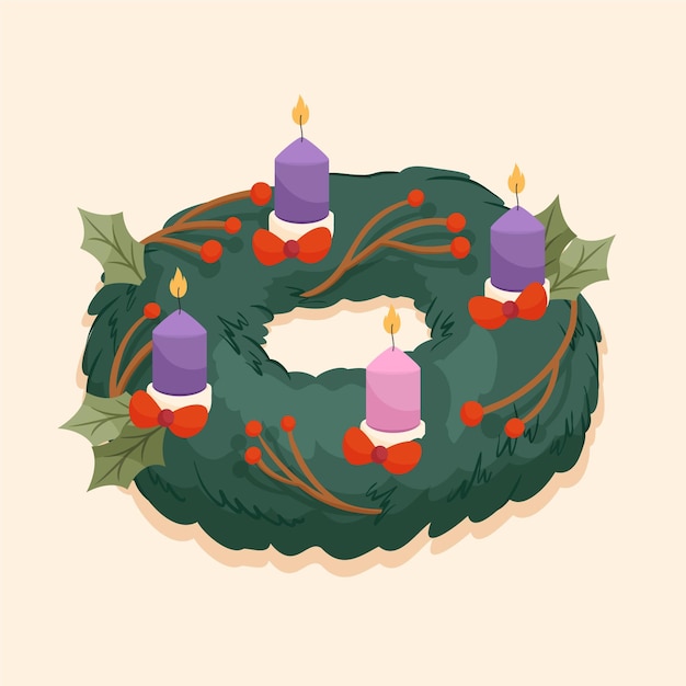 Free Vector Hand drawn advent wreath