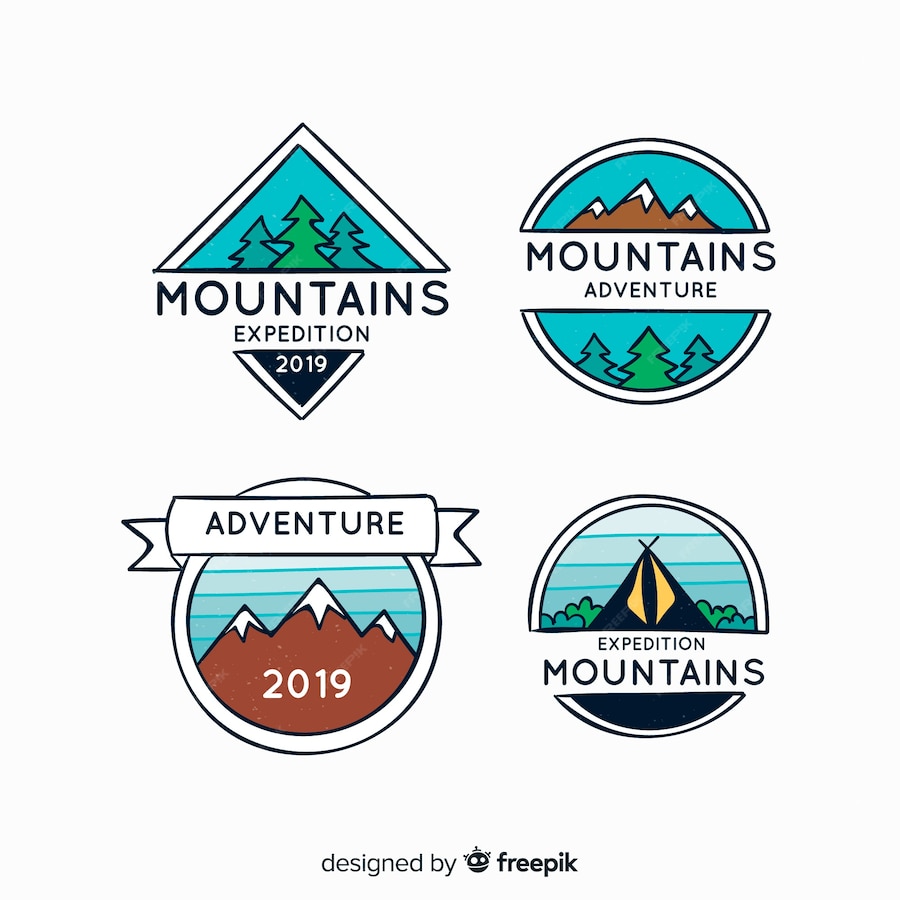 Free Vector | Hand drawn adventure logo collection