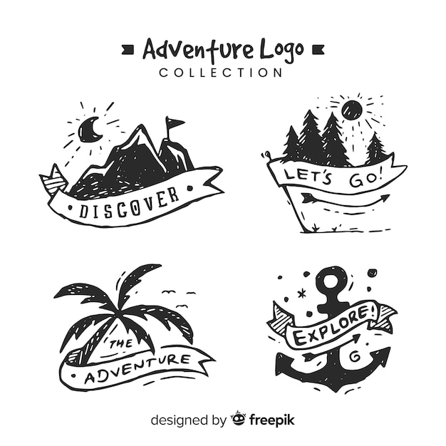 Download Free Download This Free Vector Hand Drawn Adventure Logo Collection Use our free logo maker to create a logo and build your brand. Put your logo on business cards, promotional products, or your website for brand visibility.