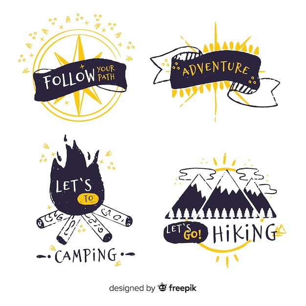 Download Free Hand Drawn Adventure Logo Collection Free Vector Use our free logo maker to create a logo and build your brand. Put your logo on business cards, promotional products, or your website for brand visibility.