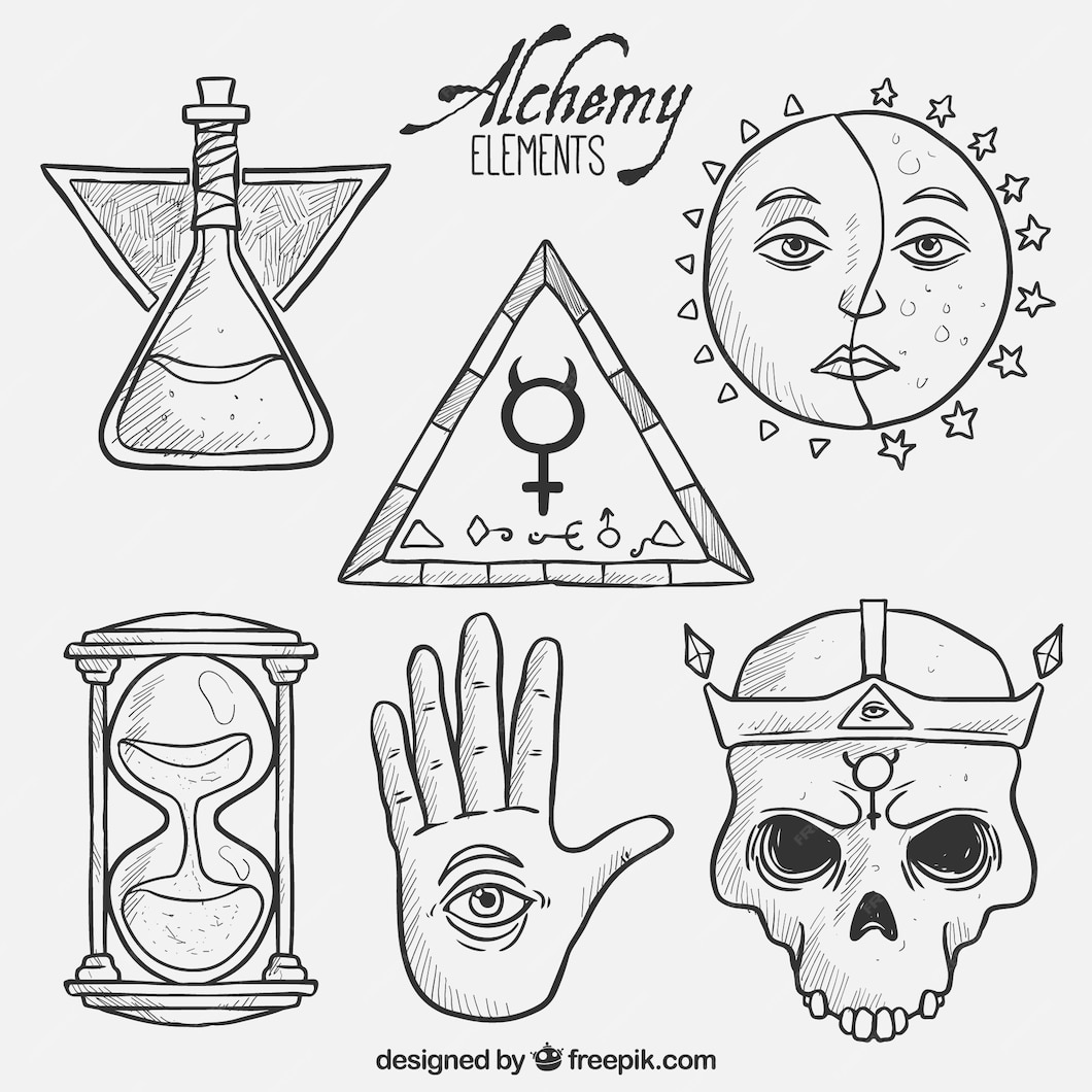 Free Vector | Hand drawn alchemy elements