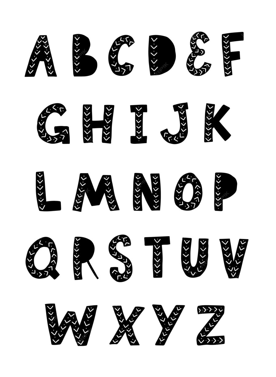 Premium Vector | Hand drawn alphabet for nursery posters, fonts