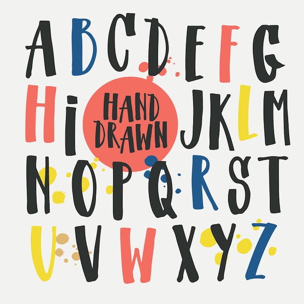 Hand Drawn Colourful Alphabet High Res Vector Graphic