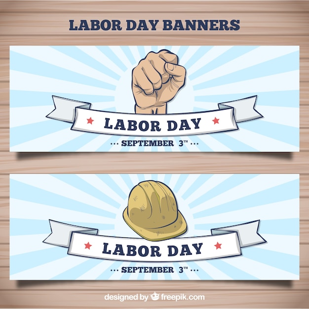 Hand drawn american labor day banners