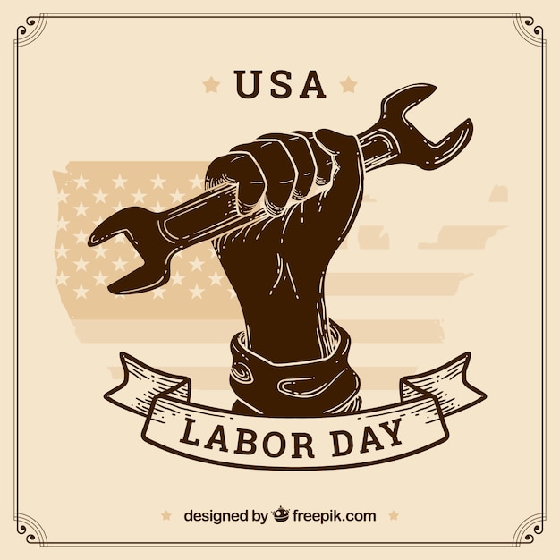 Hand drawn american labor day\
composition