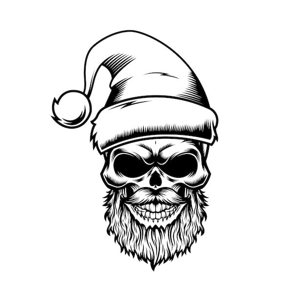 Premium Vector | Hand drawn angry skull of santa claus