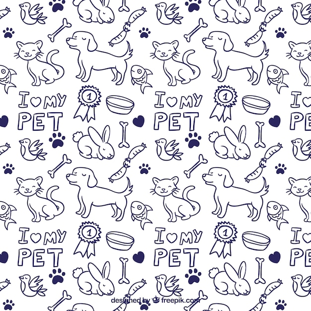 Free Vector Hand drawn animals pattern