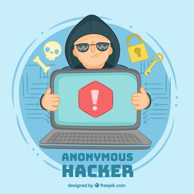 Hand drawn anonymous hacker concept Vector Free Download