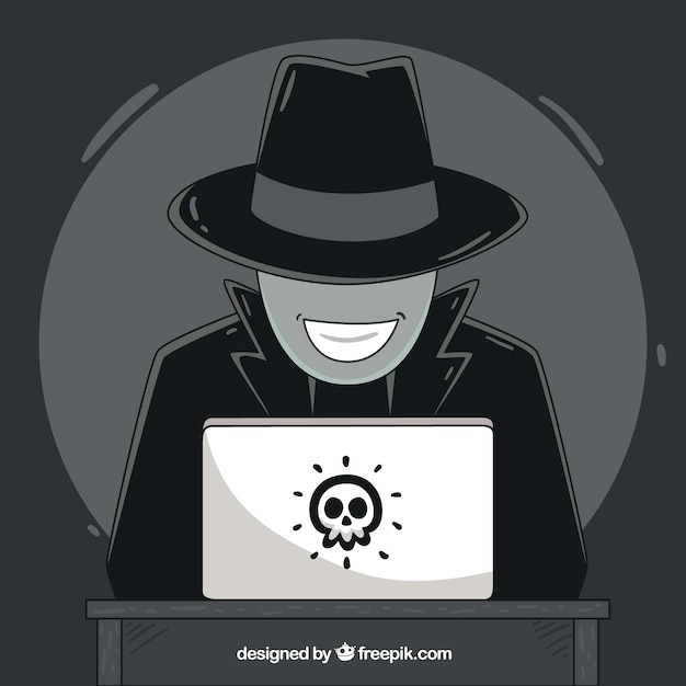 Free Vector Hand drawn anonymous hacker concept