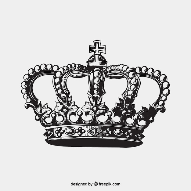 Download Hand drawn antique crown Vector | Premium Download