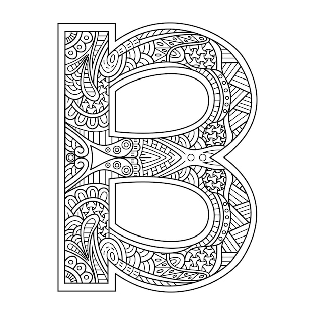 Premium Vector | Hand Drawn Of Aphabet Letter B In Zentangle Style