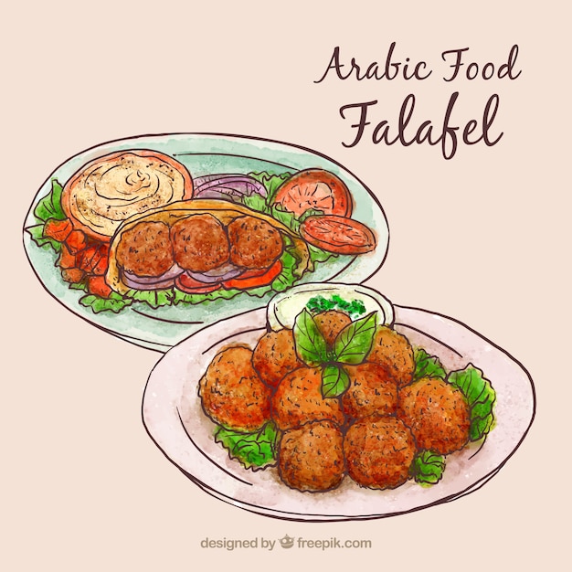Hand drawn arabic food menus