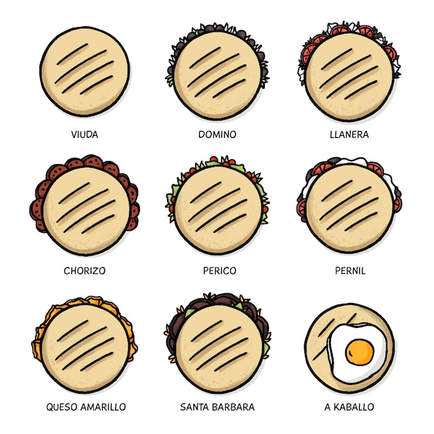 Free Vector Hand drawn arepas pack