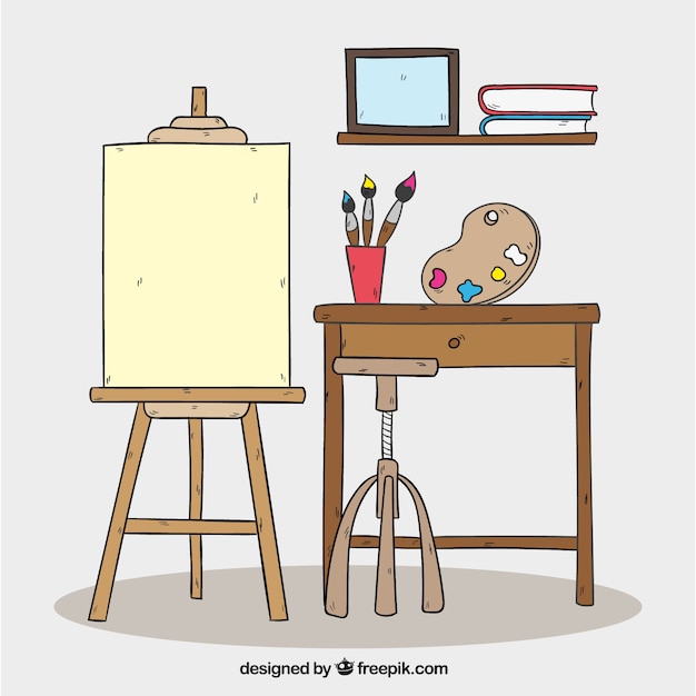 Hand drawn art studio background | Free Vector
