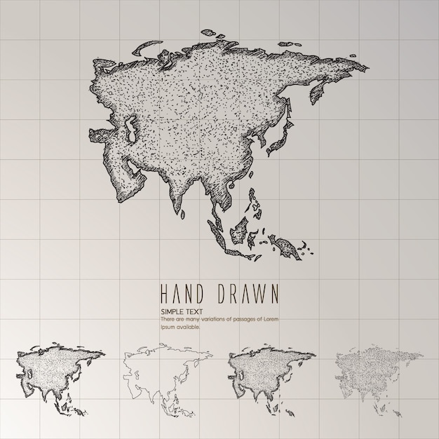 Premium Vector Hand drawn asia map.