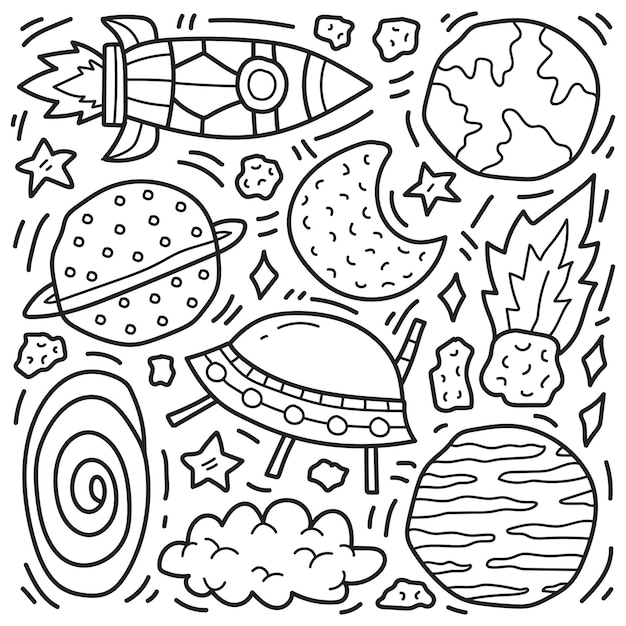 Premium Vector | Hand drawn astronaut doodle cartoon coloring design