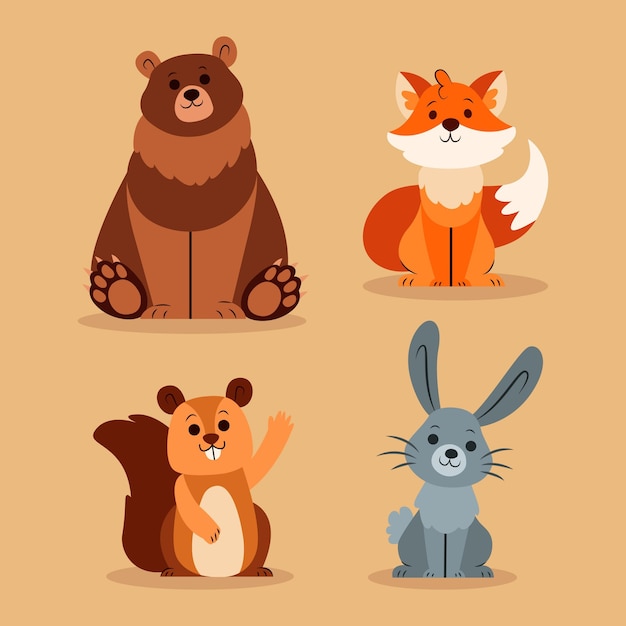 Premium Vector | Hand drawn autumn animals collection