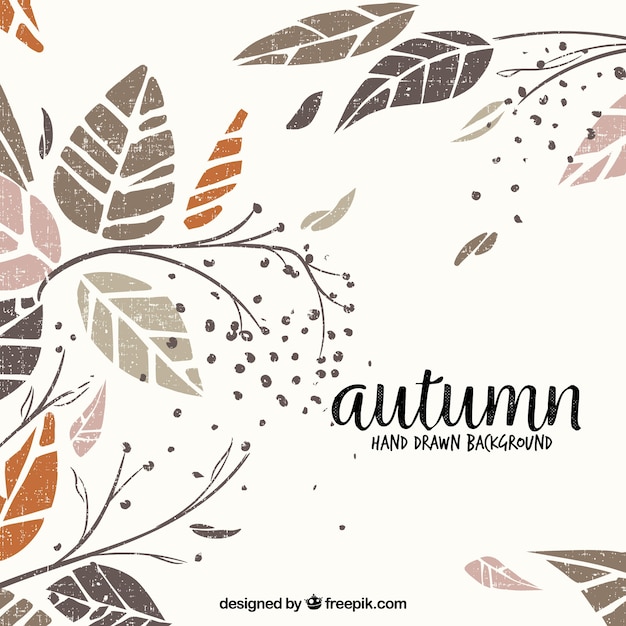 Hand drawn autumn background with elegant style Free Vector