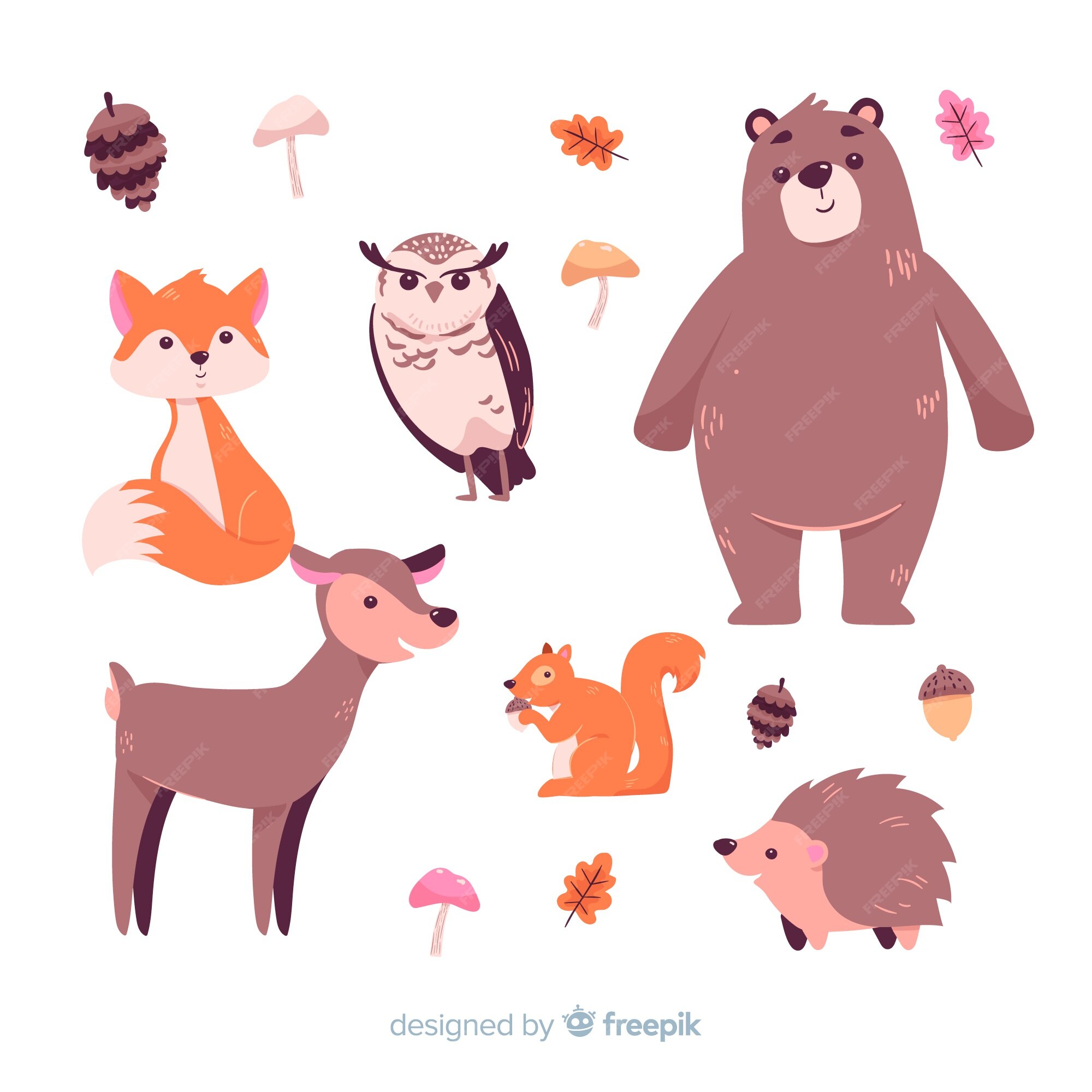 Free Vector | Hand drawn autumn forest animals