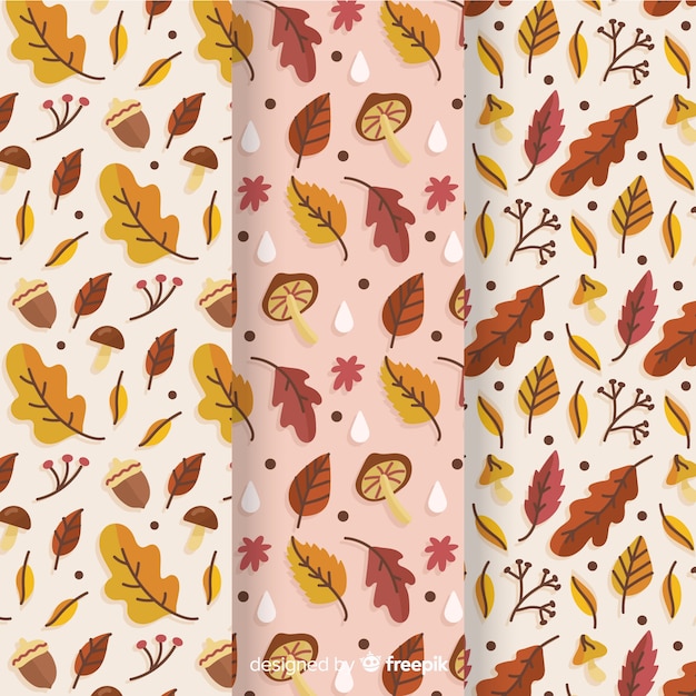 Hand drawn autumn pattern collection Free Vector