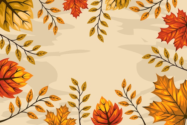 手描きの秋の壁紙テーマ 無料のベクター