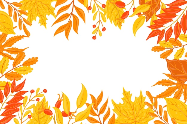 ホワイトスペースと手描きの秋の壁紙 無料のベクター