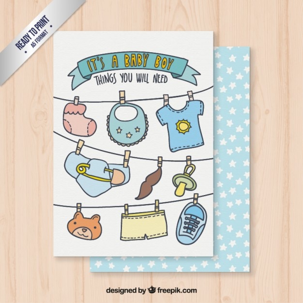 Download Free Vector | Hand drawn baby boy card