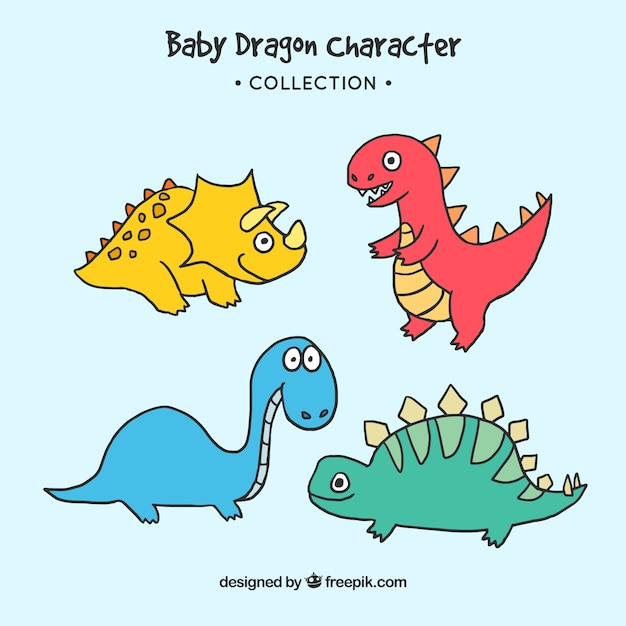 Hand drawn baby dragon character\
collectio