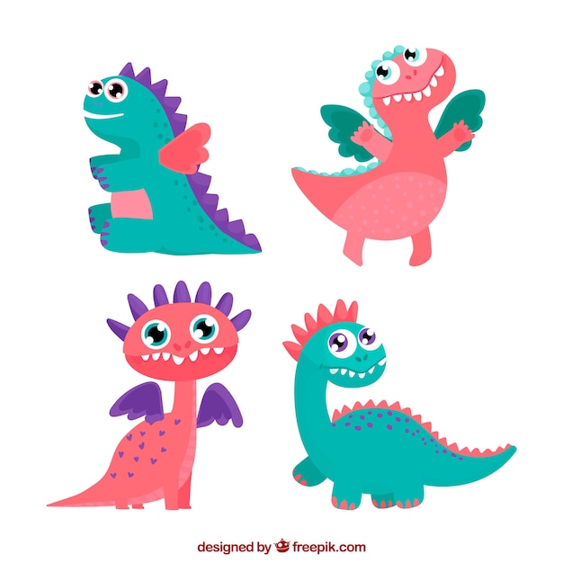 Free Vector | Hand drawn baby dragon character collectio