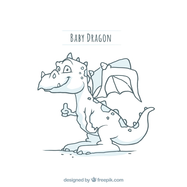 Hand drawn baby dragon character