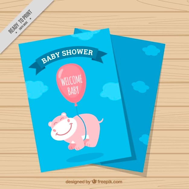 Hand drawn baby shower card with cute
animal