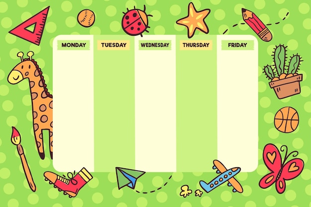Hand drawn back to school timetable | Free Vector