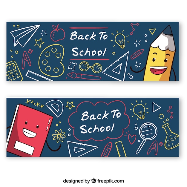 Hand drawn back to school banners Vector | Free Download