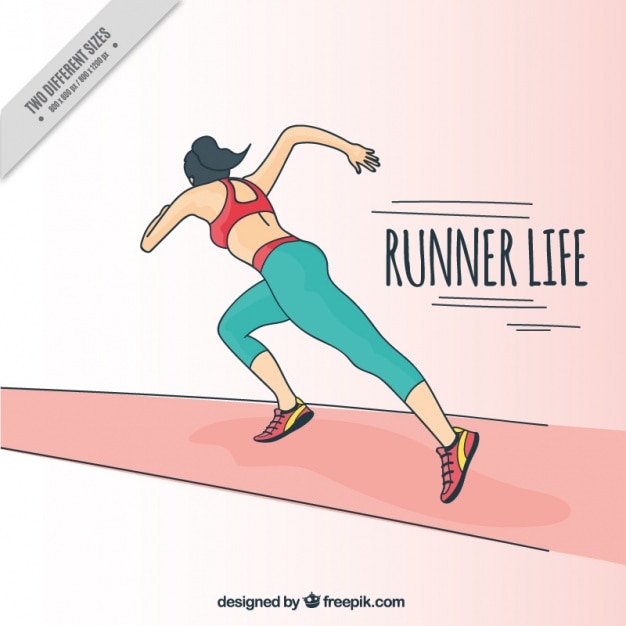 Hand drawn background about a woman
running