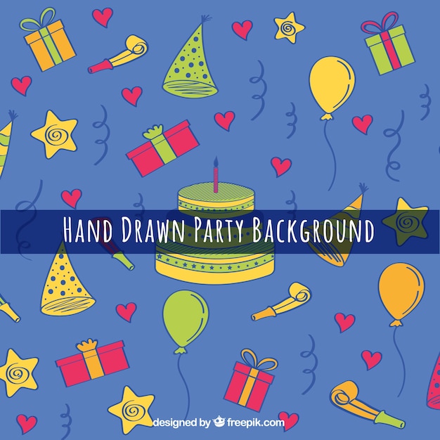 Free Vector | Hand-drawn background with party elements