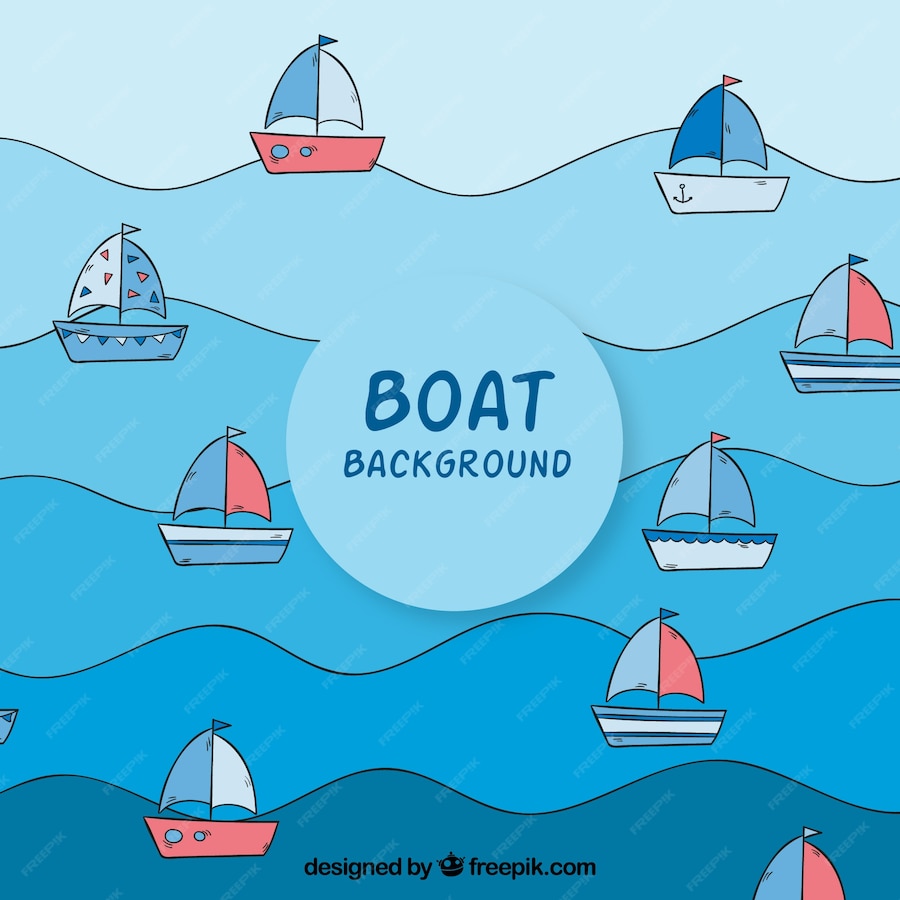 Free Vector | Hand-drawn background with waves and boats