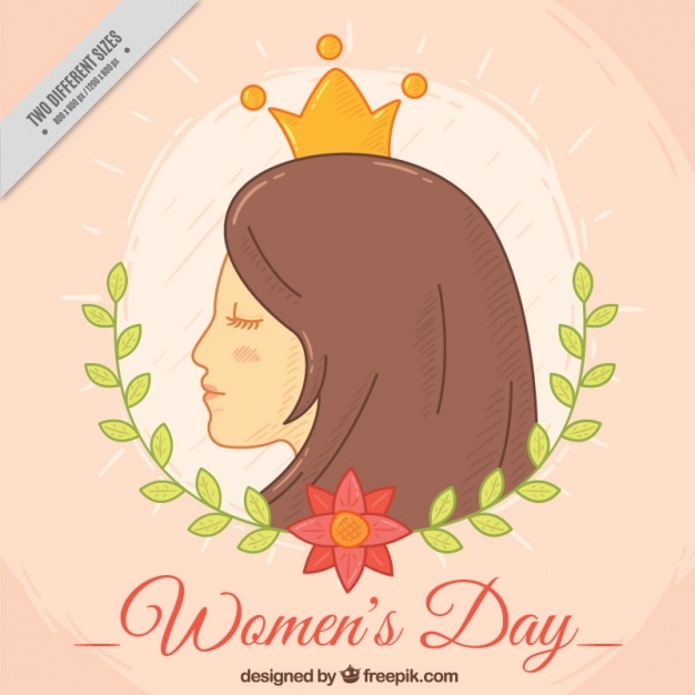 Download Free Vector | Hand-drawn background of woman with crown