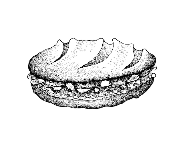 Premium Vector Hand Drawn Of Baguette Sandwich With Tuna Salad