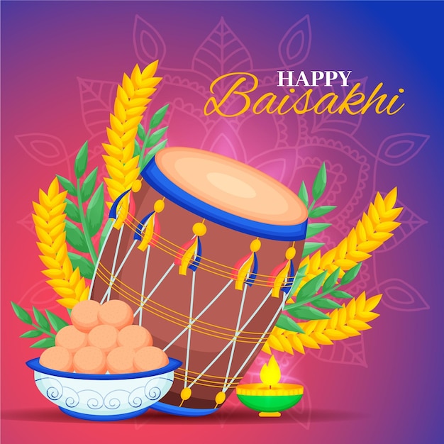 Free Vector | Hand drawn baisakhi illustration