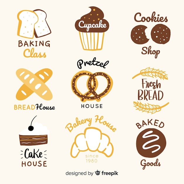 Download Free Hand Drawn Bakery Logos Free Vector Use our free logo maker to create a logo and build your brand. Put your logo on business cards, promotional products, or your website for brand visibility.