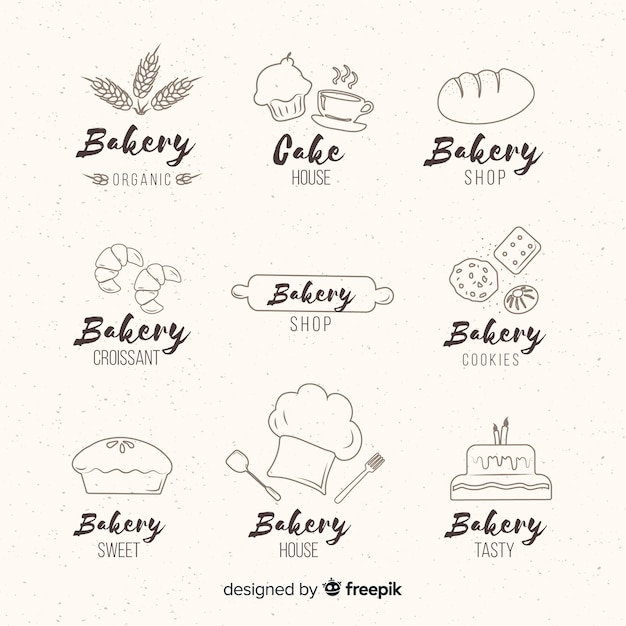 Download Free Download Free Hand Drawn Bakery Logos Vector Freepik Use our free logo maker to create a logo and build your brand. Put your logo on business cards, promotional products, or your website for brand visibility.
